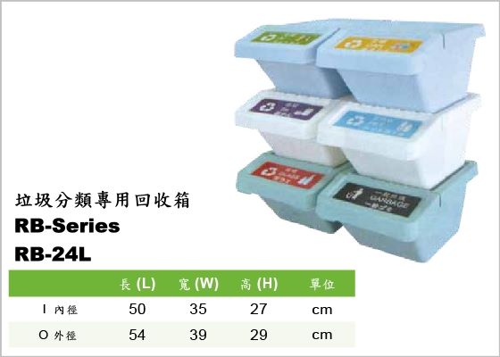 環保系列,回收箱,RB-24L,RB-Series,Garbage Classification,垃圾分類專用回收箱,適用於辦公室、收銀台、家庭等垃圾類專用回收筒